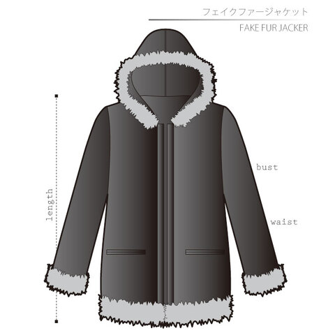 Fake fur jacket Ladies' M-L size [Letter paper download pattern]