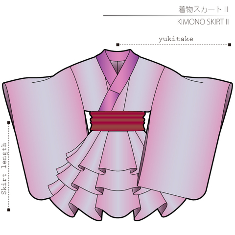 着物スカートⅡ　女性Ｓサイズ【ダウンロード型紙】