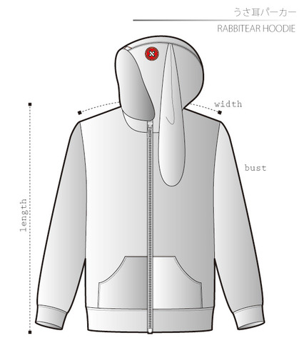 うさ耳パーカー　女性Ｍサイズ【ダウンロード型紙】