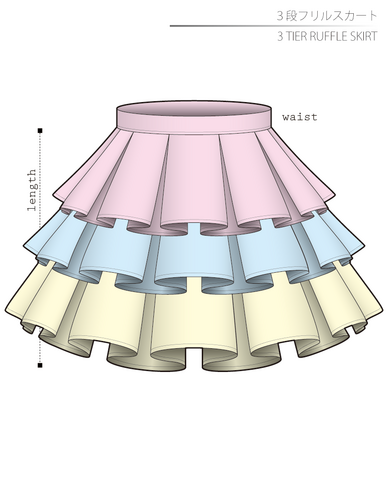 3 Tier Ruffle Skirt Men's-LL size [Letter paper download pattern]