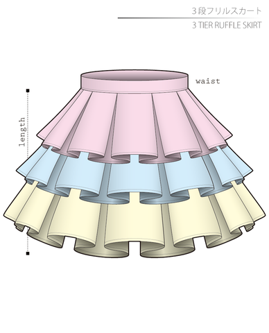 3 Tier Ruffle Skirt Ladies'-L size [A4 paper download pattern]