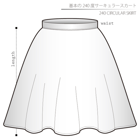 基本の240度サーキュラースカート　女性Ｍサイズ【ダウンロード型紙】