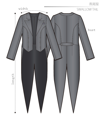 燕尾服（簡易式）　女性Ｍサイズ【ダウンロード型紙】