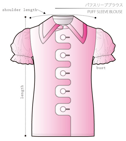 パフスリーブブラウス　女性Ｍサイズ【ダウンロード型紙】