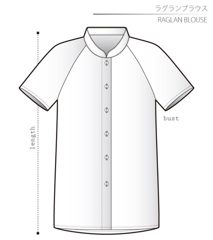 ラグランブラウス　女性Ｍサイズ【ダウンロード型紙】