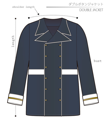 ダブルボタンジャケット　女性Ｍサイズ【ダウンロード型紙】