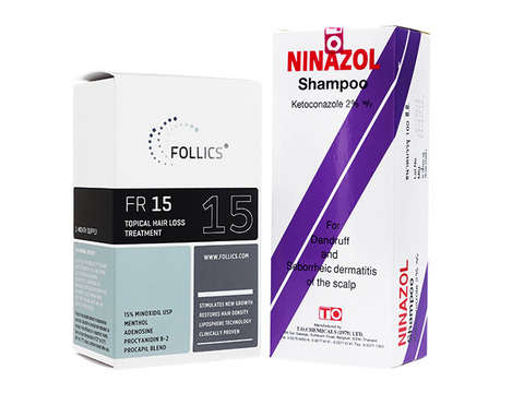 FR15ローション+ニナゾールシャンプー(Follics FR15 60ml+Ninazol Shampoo 100ml)