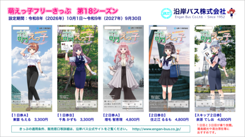 萌えっ子フリーきっぷセット（第18シーズン）★2026年10月上旬から郵送★