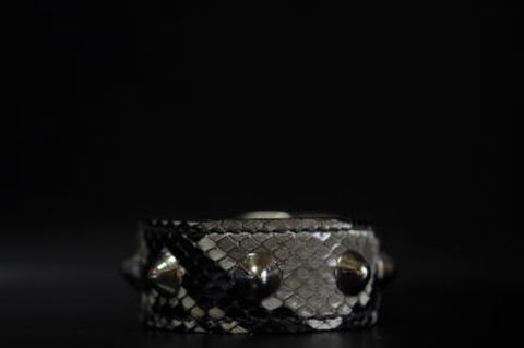 1Row Conical studs Snake leather Wristband