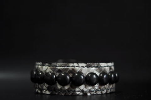 1Row Blackmarble studs Snake leather Wristband