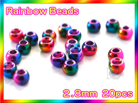 ブラス ビーズ 虹色 20個セットBeads Rainbow 2.8mm
