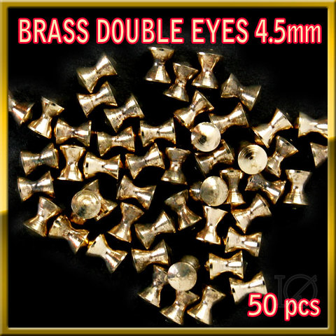 ブラス ビーズ ダブルアイ ダンベル形状　Gold 50個セット Brass Beads 4.5mm DOUBLE EYES