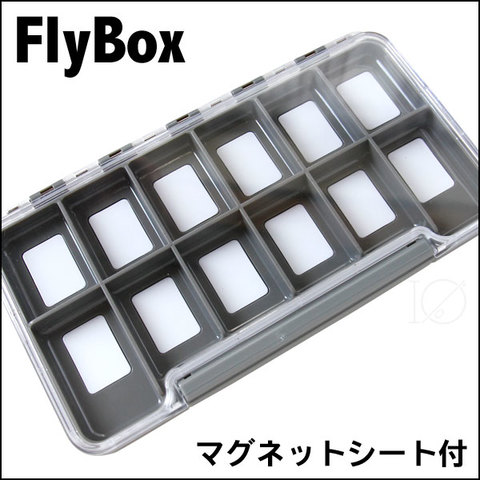 フライボックス FLY BOX　薄型フライケース コンパートメント 透明蓋 マグネットシート付き！