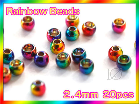 ブラス ビーズ 虹色 20個セットBeads Rainbow 2.4mm
