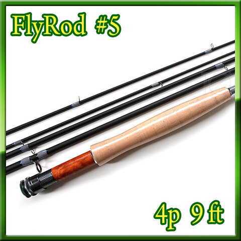 フライロッド #5 Fly Rod スペアティップ付 ブラック&グレー 9ft 4ピース