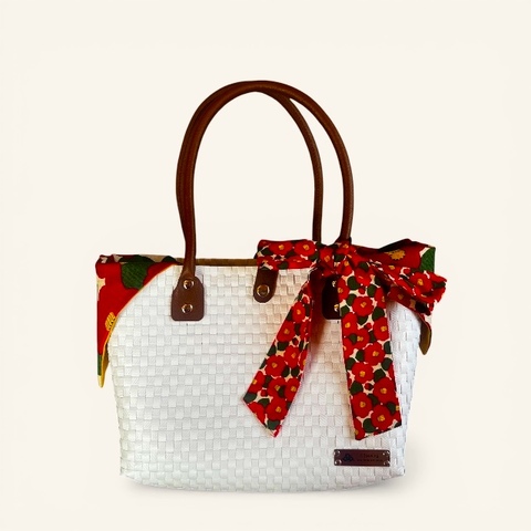 G3sewingのカゴバッグ　大　ホワイト（＊リボン・あずま袋は別売りです）