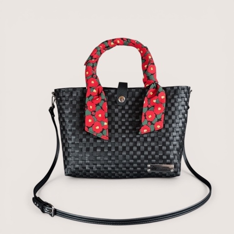 G3sewingのカゴバッグ　小　ブラック（＊リボンは別売りです）