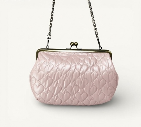 【ショルダー】がま口バッグ　ピンクハート