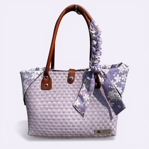 G3sewingのカゴバッグ　大　ラベンダー（＊リボン・あずま袋は別売りです）