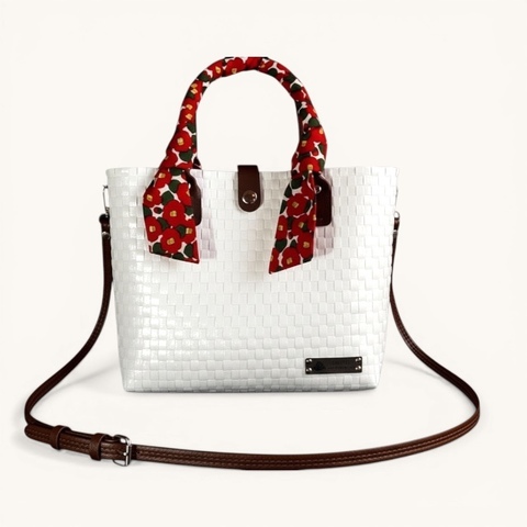 G3sewingのカゴバッグ　小　ホワイト　（＊リボンは別売りです）