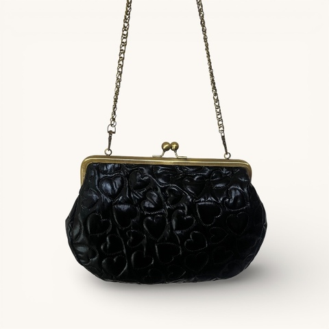 【ショルダー】がま口バッグ　ブラックハート