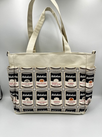 【４月限定】トートバッグ　ネコ缶くすみネイビー