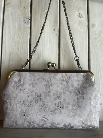 スクエアポーチ（大） さくら模様　薄むらさき