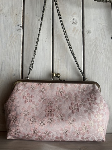 スクエアポーチ（大） さくら模様　薄ピンク