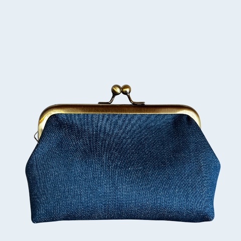 スクエアポーチ小　岡山県井原産デニム　青