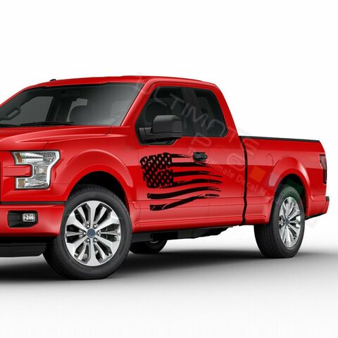 グラフィック デカール ステッカー 車体用 / フォード F-150  スーパーキャブ 2020 / サイドドア アメリカンフラッグステッカー