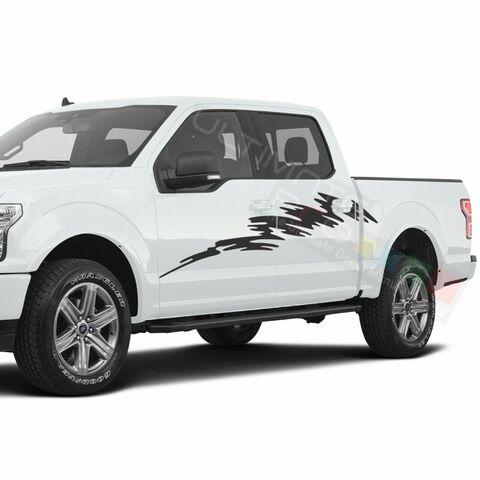 グラフィック デカール ステッカー 車体用 / フォード F150 スーパークルーキャブ 2019 2020 / サイドドア スプラッシュブラシグラフィック