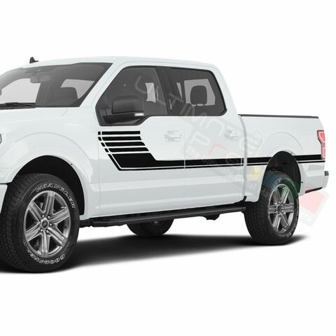 グラフィック デカール ステッカー 車体用 / フォード F150 スーパークルーキャブ 2019 2020 / サイドドア レーシング ホッケーステッカー