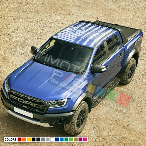 グラフィック デカール ステッカー 車体用 / フォード レンジャー 2014-2019 / アメリカンフラッグ ルーフステッカー