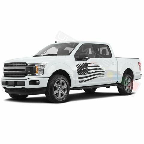 グラフィック デカール ステッカー 車体用 / フォード F150 スーパークルーキャブ / サイドドア アメリカンフラッグステッカー