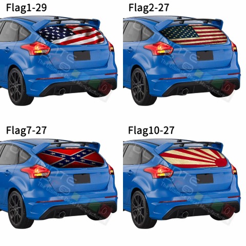 グラフィック デカール ステッカー 車体用 / フォード フォーカス 2018 2019 / リアウィンドウ フラッグデカール