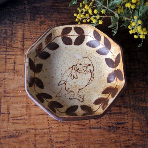 つぐみ製陶所 八角豆皿（セキセイ）