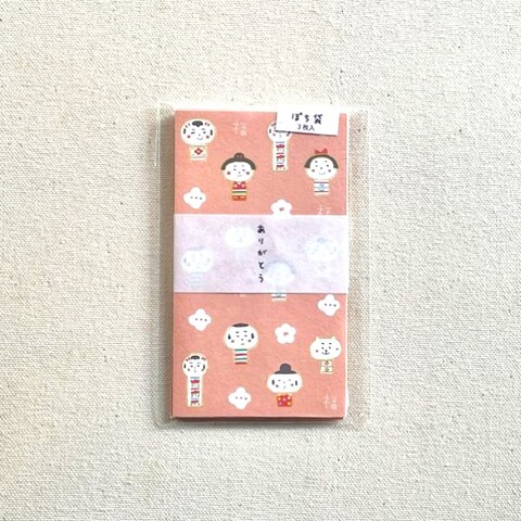 BONNOUM ポチ袋「ありがとう」ピンクこけし