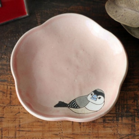 つぐみ製陶所 　カノコ桜色豆皿B