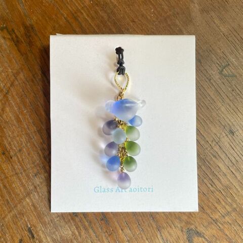 GlassArt aoitori ことりと木の実ネックレス（シルクコード）