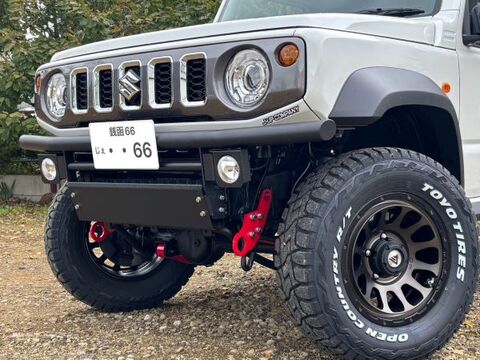 JB64/74・JC74　フロント60Φ曲げタイプバンパー/スキッドパネル付（スチール製）　【F-23】