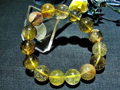 極網目金針入り水晶ブレスレット14～15mm