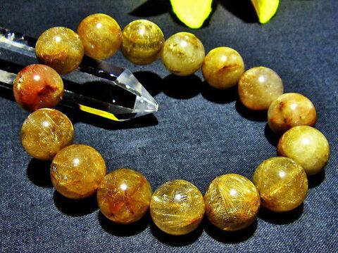 エバーゴールド・ルチル水晶ブレスレット15～16mm