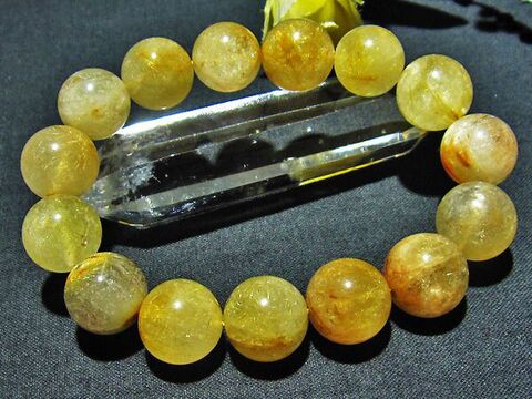 極密金針入り水晶ブレスレット14～15mm