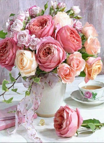 【e103】 A3サイズsquare　テーブルの上の薔薇の花