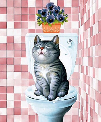 【1-2】A4　トイレに飾ろう！猫トイレ（pink）金運アート