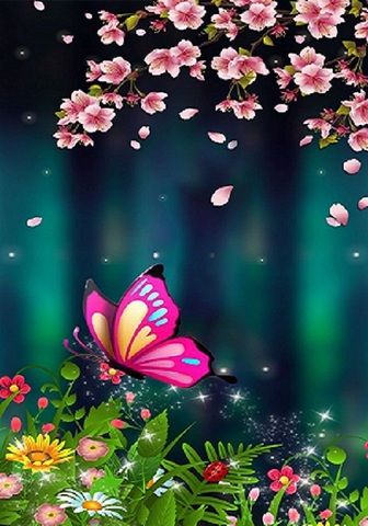 【China】A3サイズ 丸ビーズ 【1-121】花びらと美しいピンクの蝶