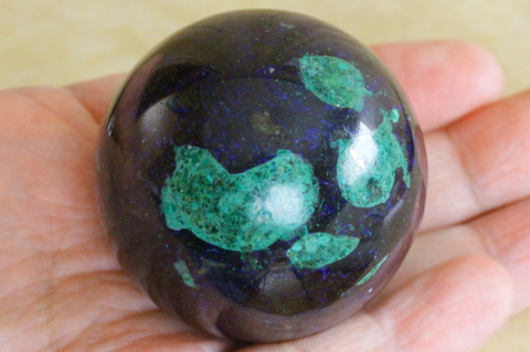 極上！高波動アズライト＆マラカイト丸玉【最高品質・高波動・光沢・激レア】
