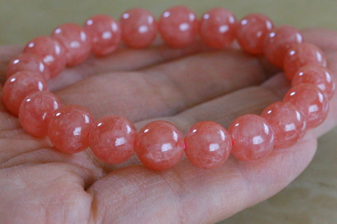 高品質10mm玉！アルゼンチン産インカローズ・ブレスレット【高品質・光沢・レインボー・希少】