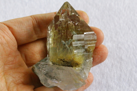 極上コレクターピース！超透明インドマニハール産水晶【最高品質・超透明・超光沢・レインボー・ゴールドルチル・レコードキーパー・超激レア】