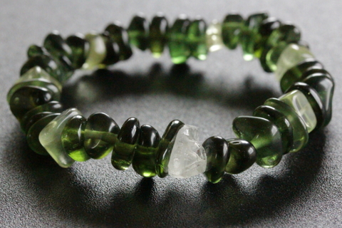 超高波動！ロシア産フェナカイト＆モルダバイト＆リビアングラス・ブレスレット【最高品質・超透明・超光沢・超激レア】